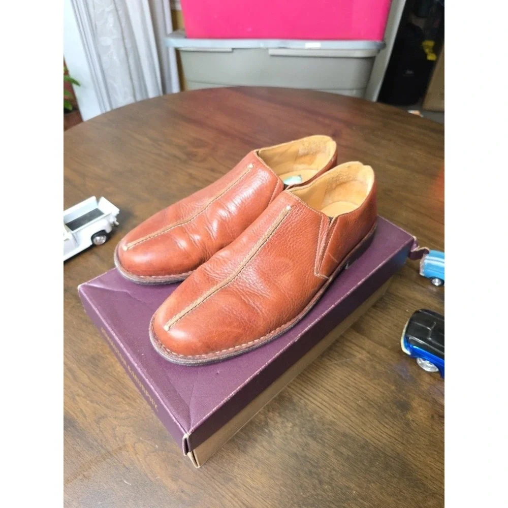 Mens Tommy Bahama Leather Slip On Shoes Sz 13 Split Toe Brown Loafers TB-315 75